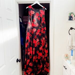 TORRID Red and Black Floral Maxi Dress Strapless Size 22 Plus Size A-Line Spring